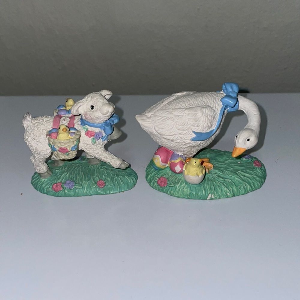 Set of‎ two NWT Midwest Importers Easter figurines (goose & lamb)